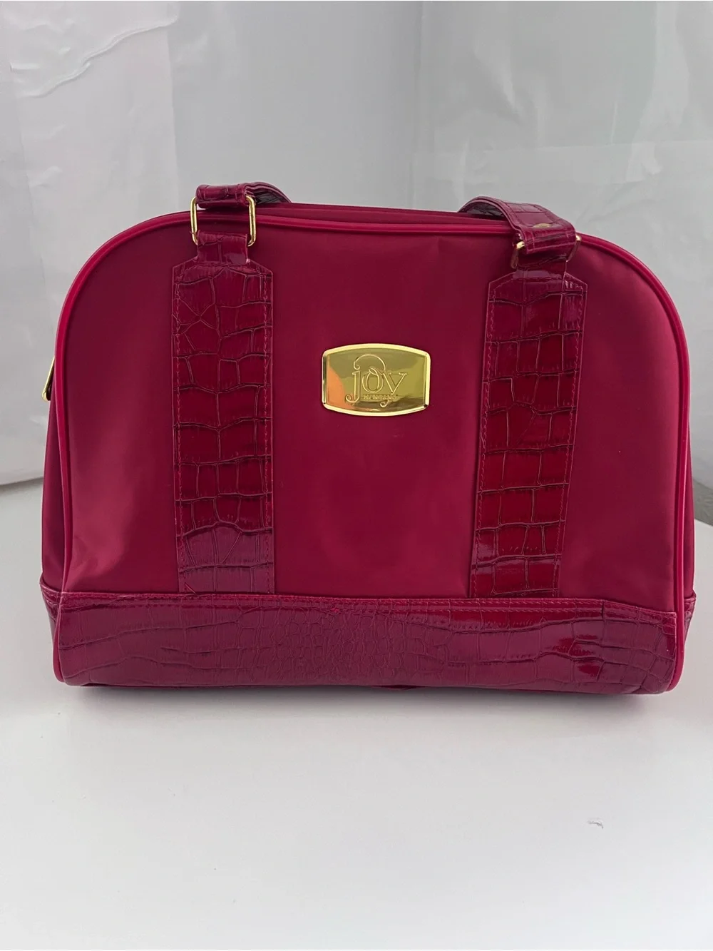 Joy Mangano Red Croc-Embossed Satchel Bag